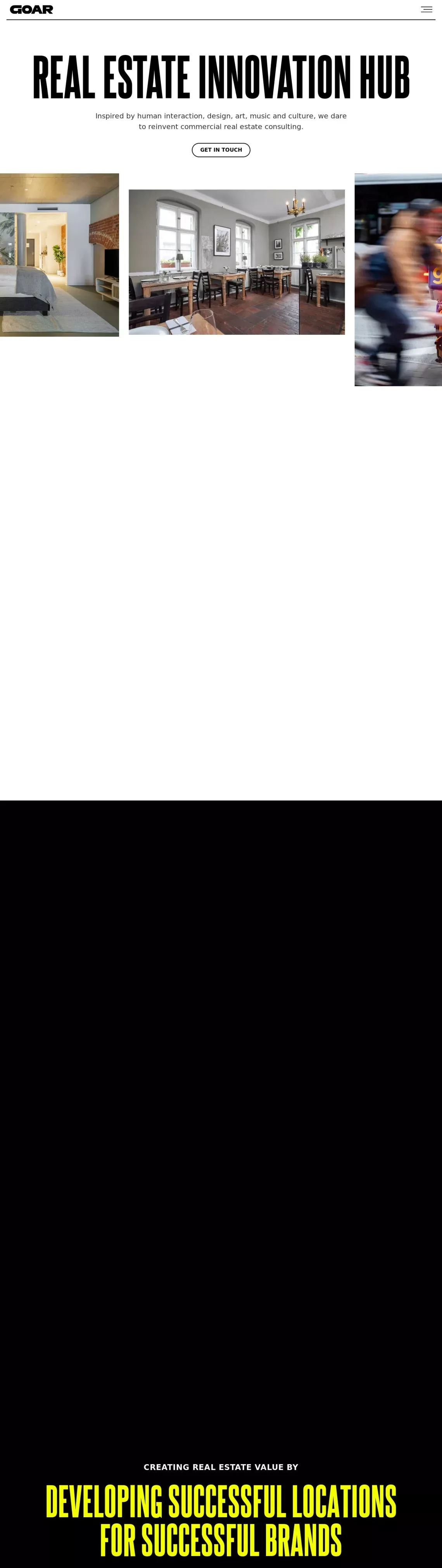 GOAR | Real Estate Innovation Hub - website design
