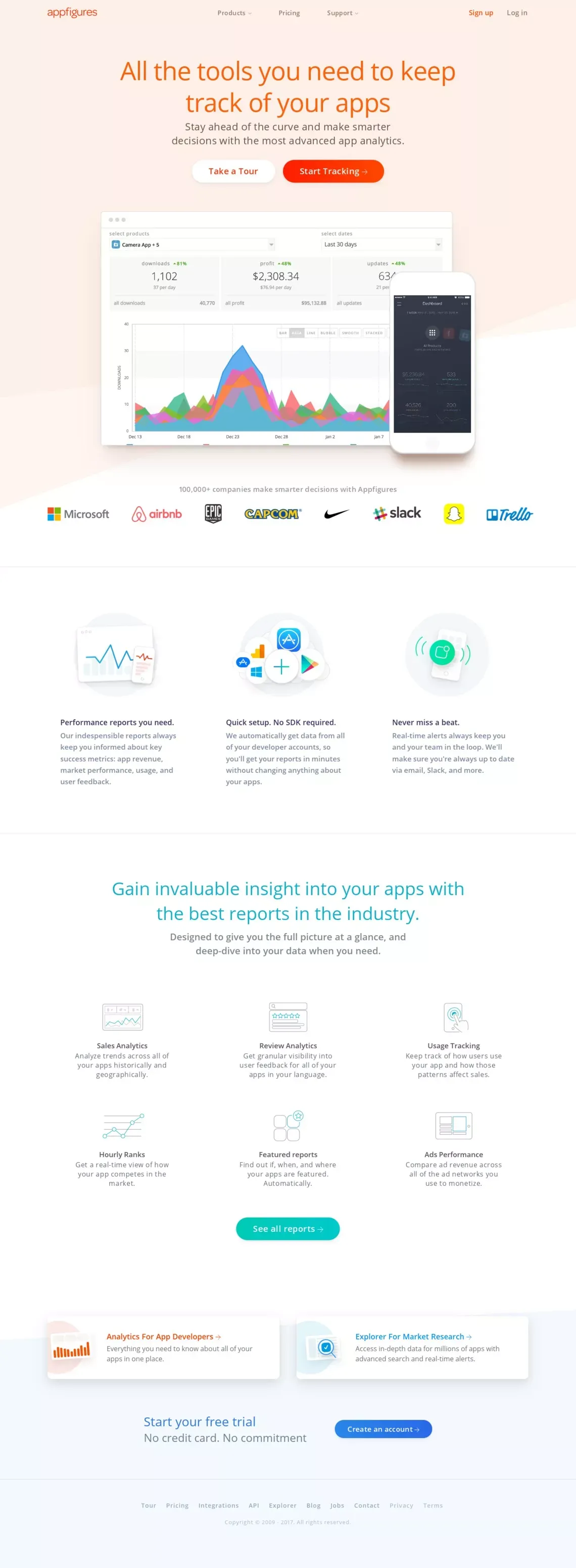	App Store Analytics by Appfigures - Landing design