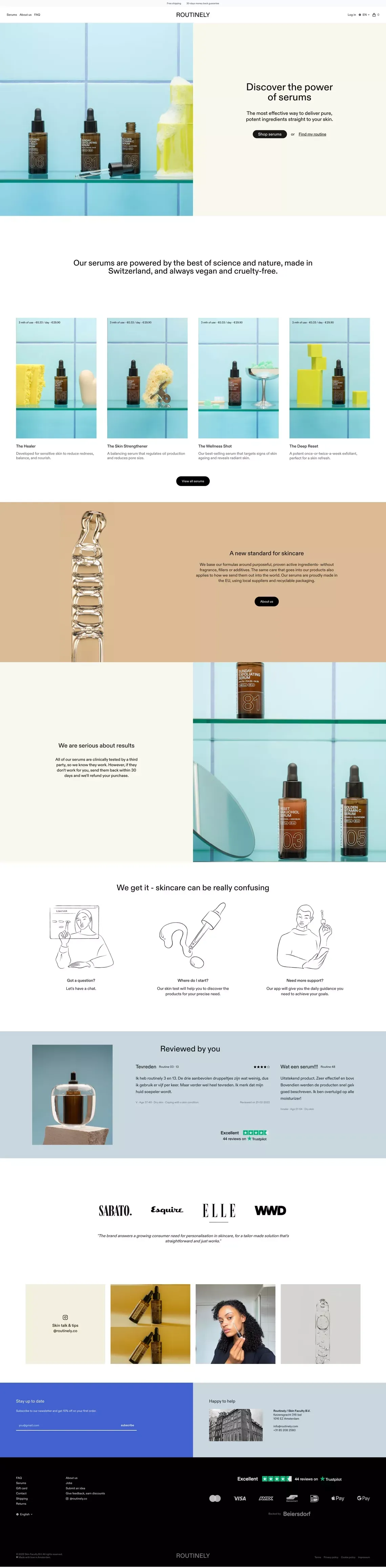 Skincare serum routines just for you - Routinely - Ecommerce design