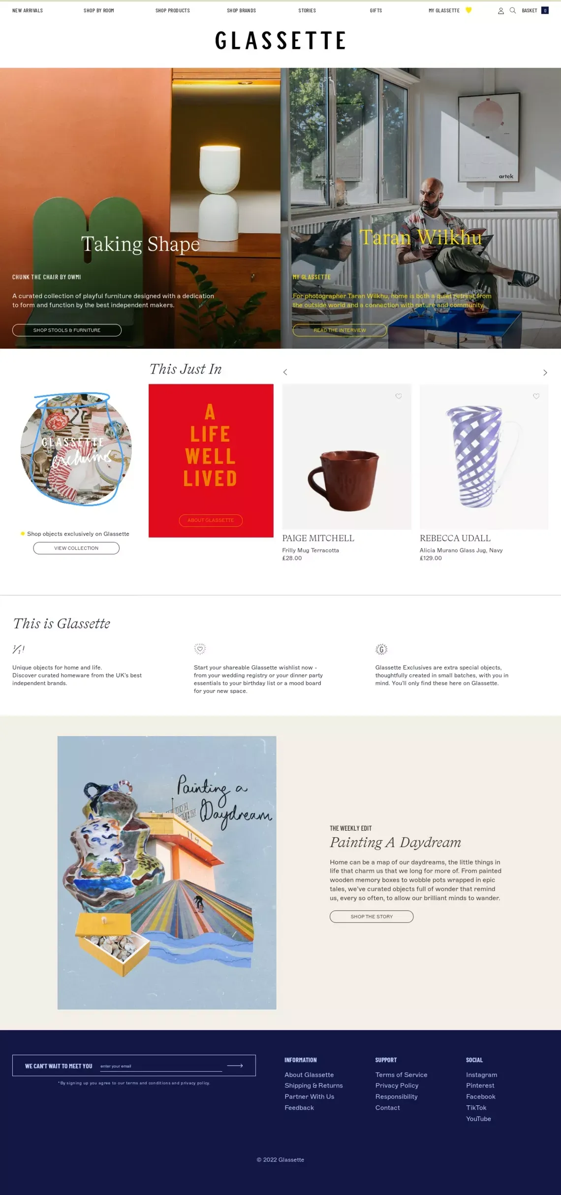 Glassette | Unique objects for home and for life - Ecommerce design