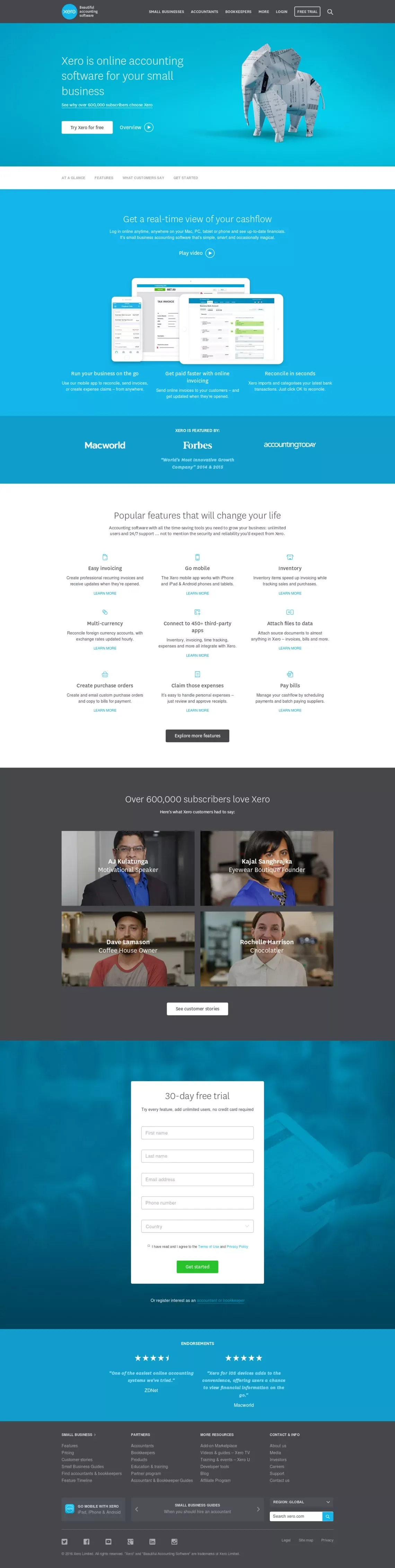 Accounting Software & Online Bookkeeping | Xero - Landing design