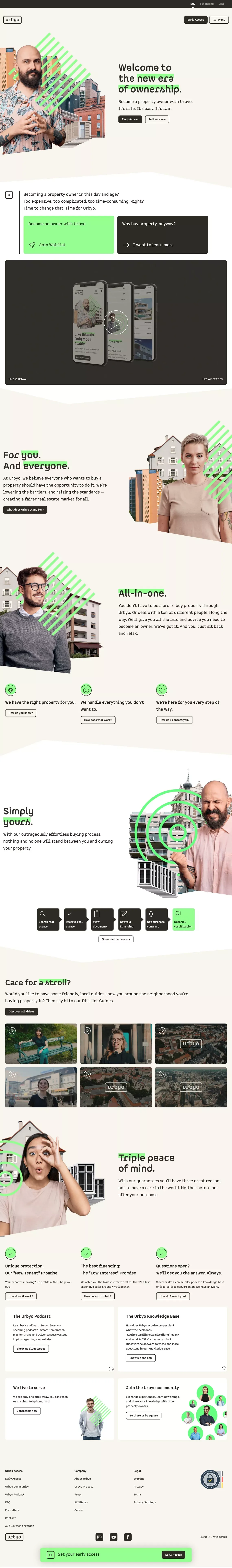 Urbyo: the new era of ownership - Landing design