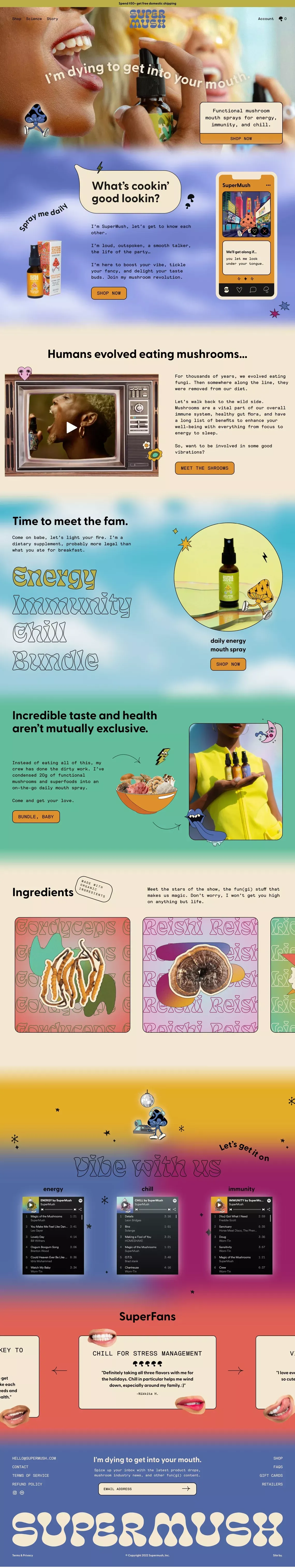 SuperMush - Daily Dose of Good Vibrations - Ecommerce design