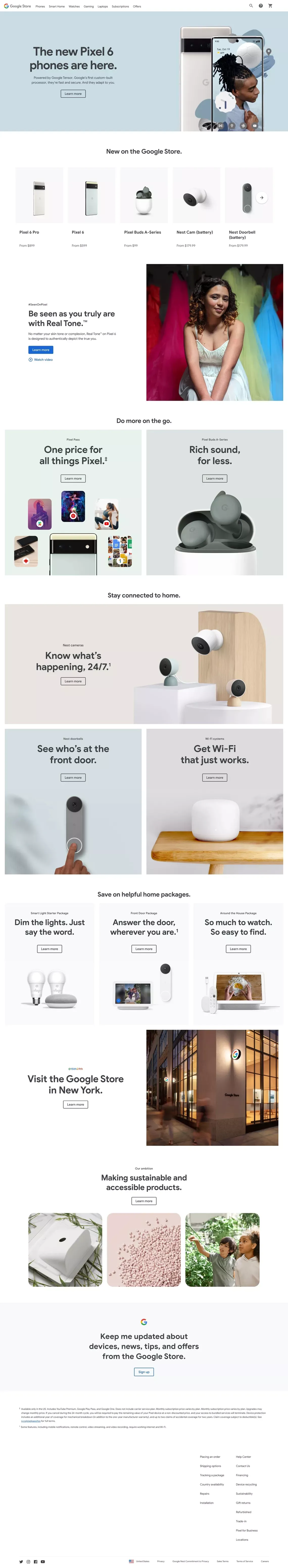 Google Store for Google Made Devices & Accessories - Landing design