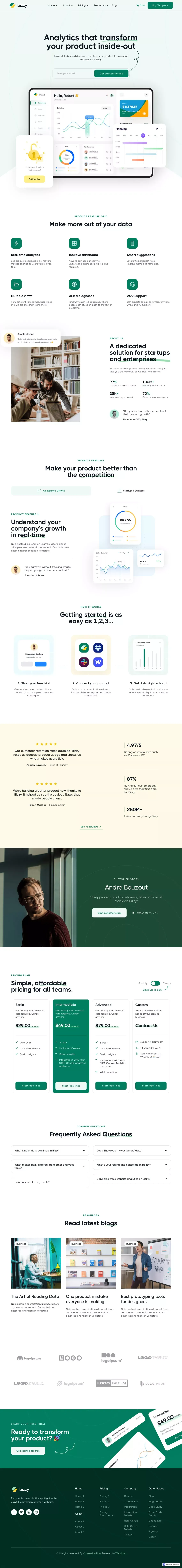 Bizzy- Webflow Website Template - Template design