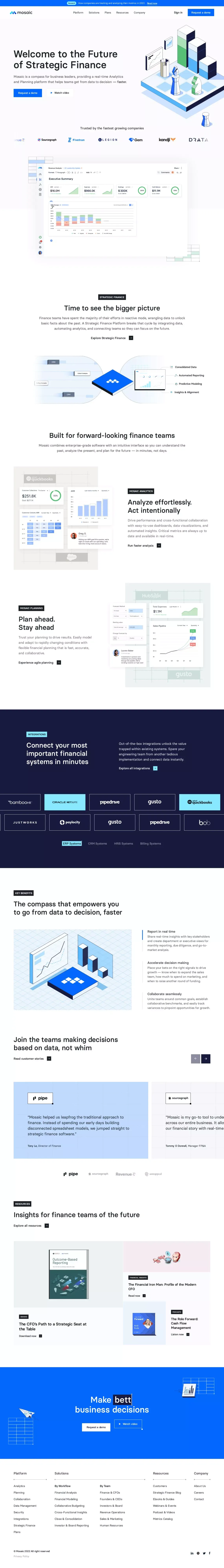 Mosaic | The First Strategic Finance Platform - Landing design