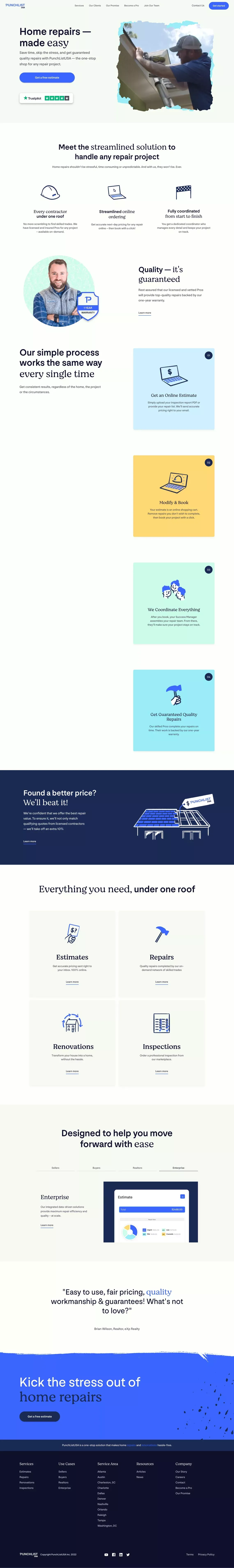 PunchListUSA - Home repairs made easy - Landing design