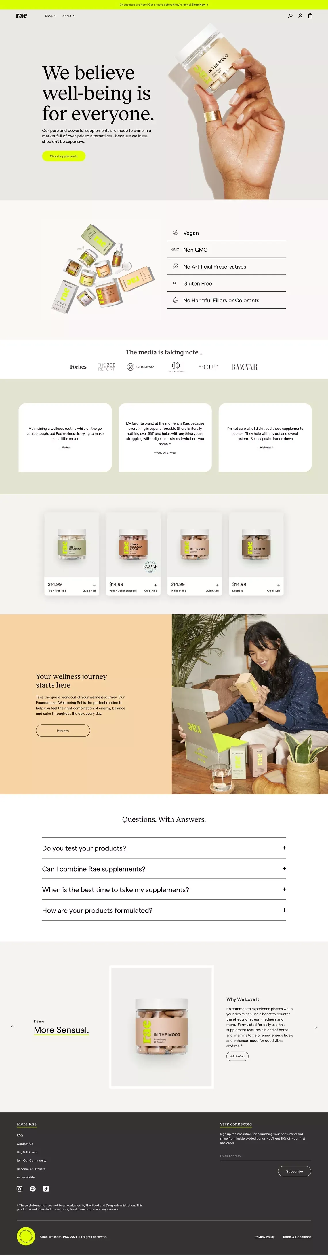 Rae Wellness | Shine from Inside - Ecommerce design