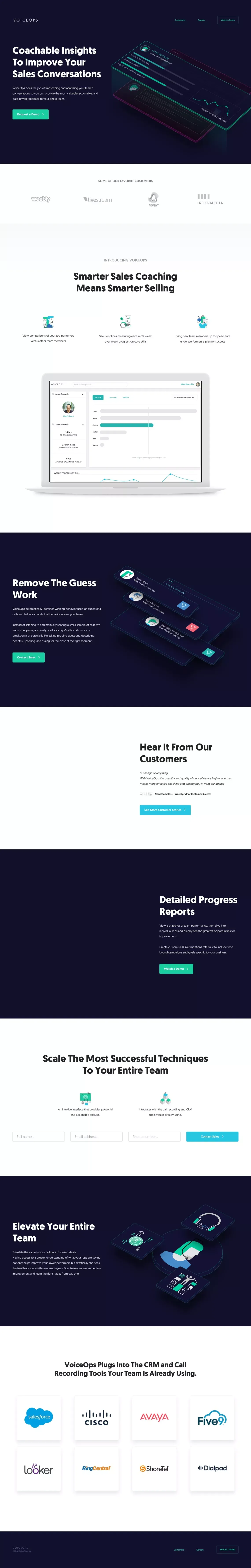 VoiceOps / Unlock Your Call Data - Landing design