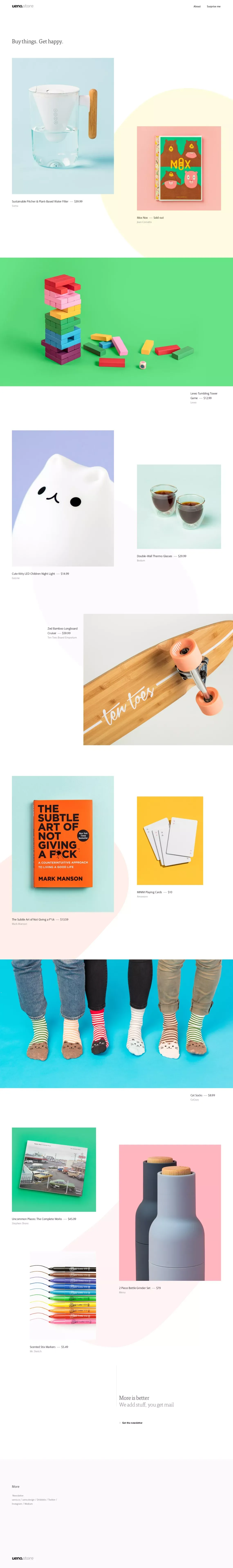 Buy things. Get happy. - ueno.store - Ecommerce design