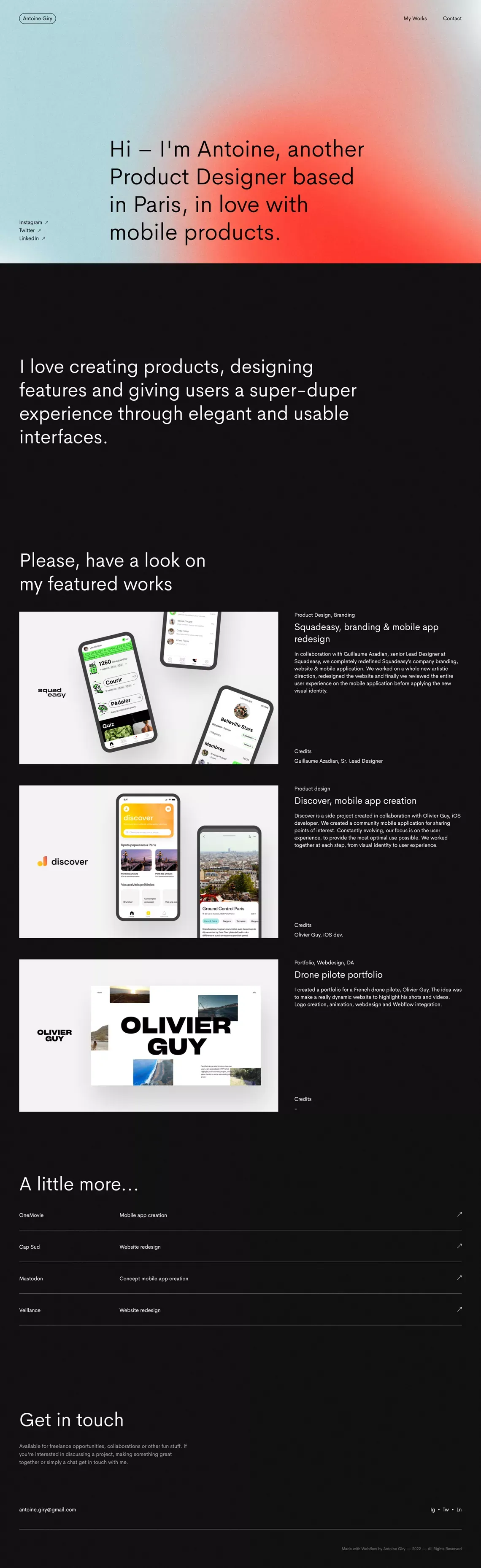 Antoine Giry — Product Designer - Portfolio design