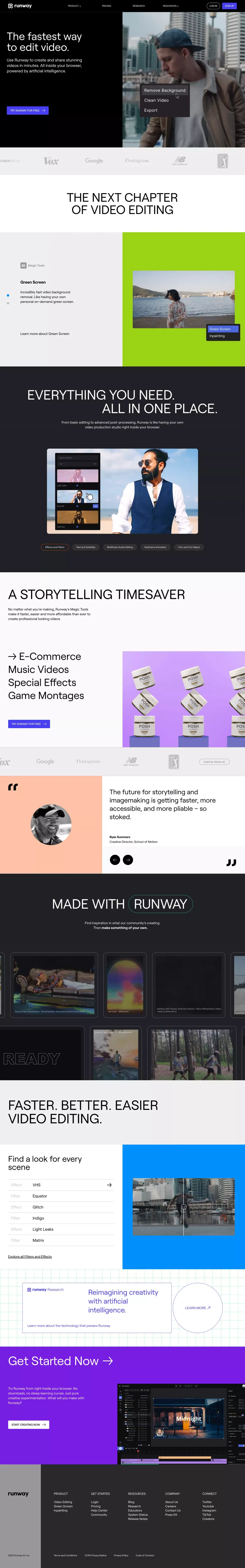 Runway | The fastest way to edit video. - Landing design