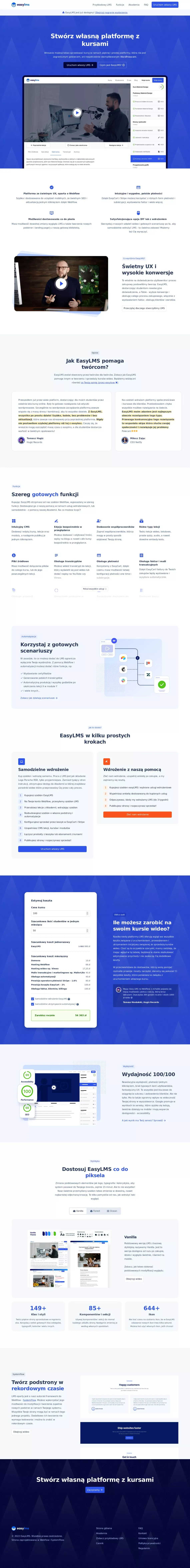 Easy LMS - Stwórz własną platformę z kursami - website design