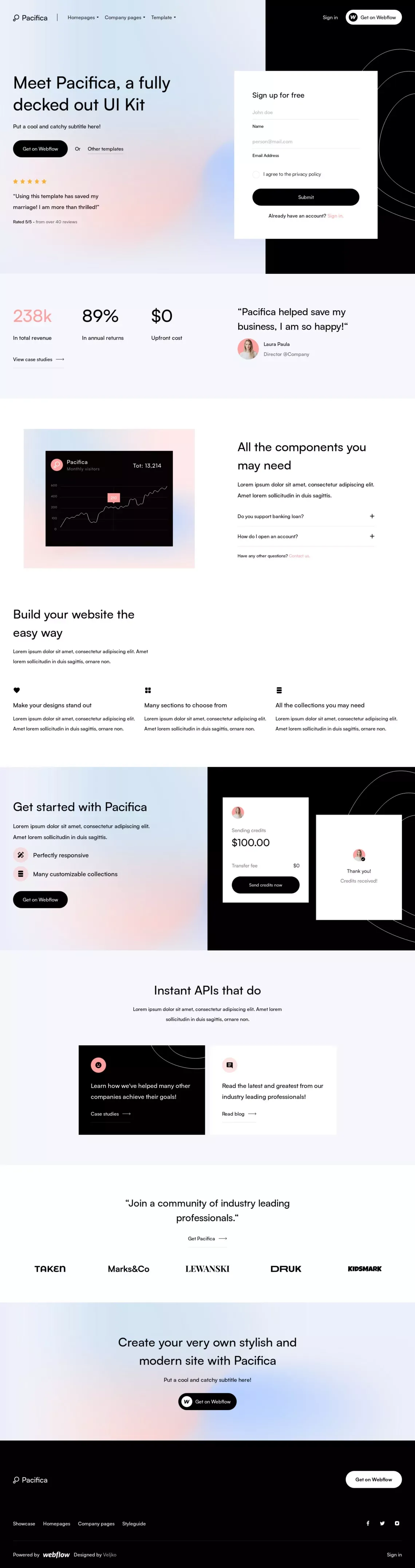 Pacifica - Webflow Website Template - Template design