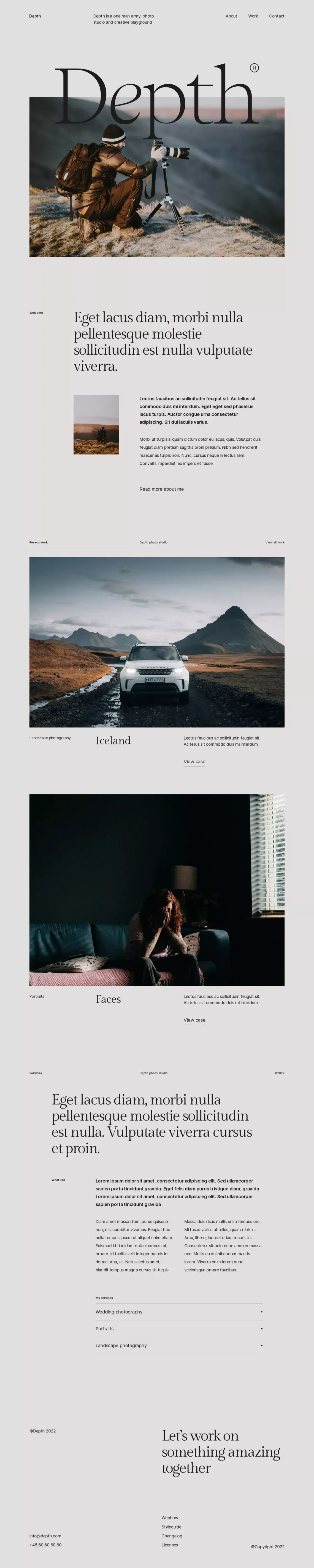 Depth - Webflow Website Template - Template design
