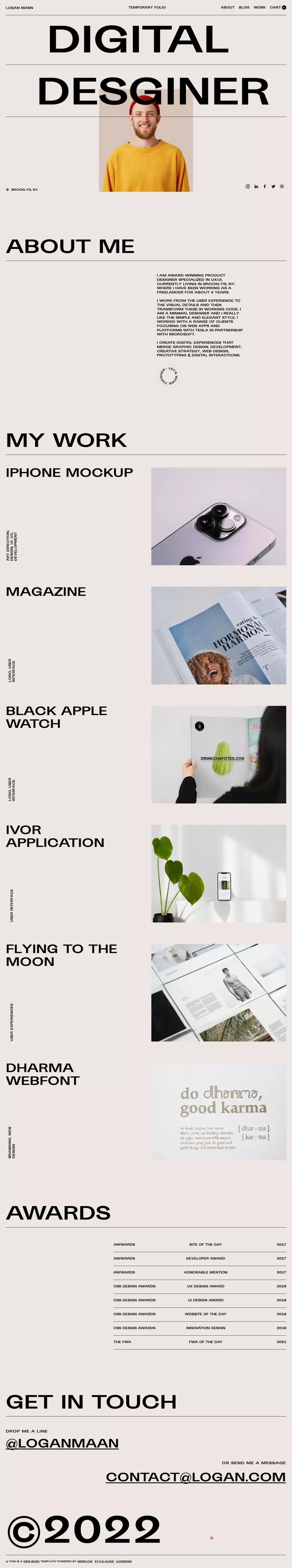 Logan Mann - Webflow Website Template - Template design
