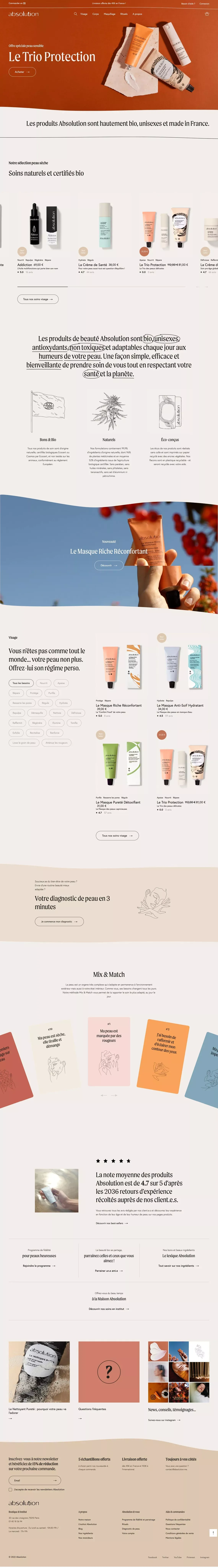 Absolution Cosmetics | Cosmétiques certifiés Bio - Absolution - Ecommerce design