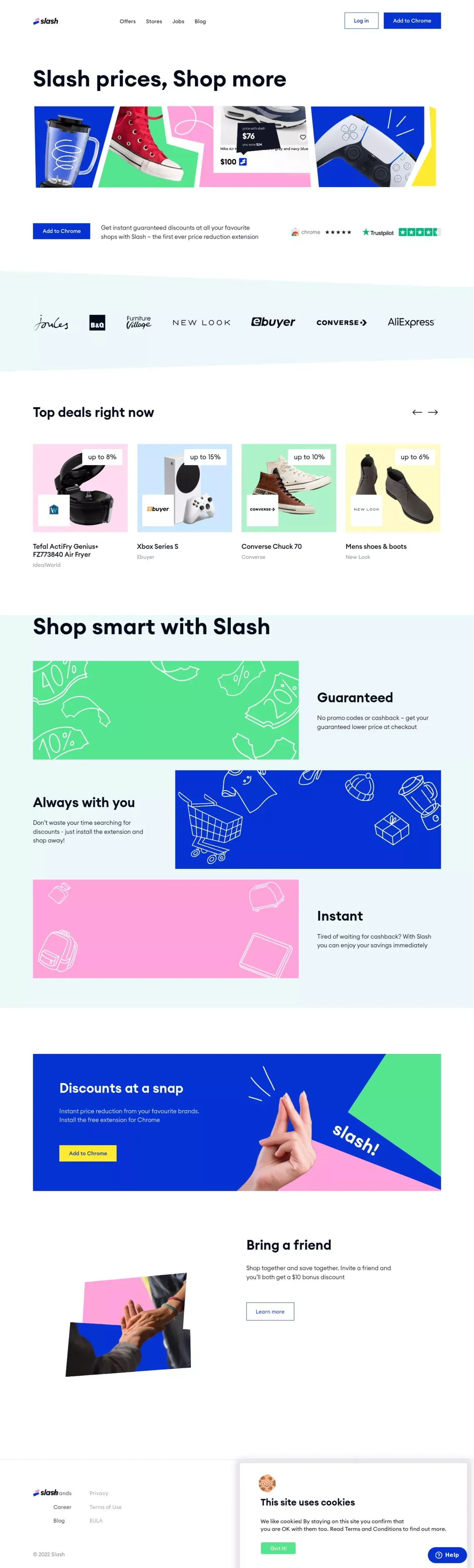 Slash | Instant price reduction for your shopping - website design
