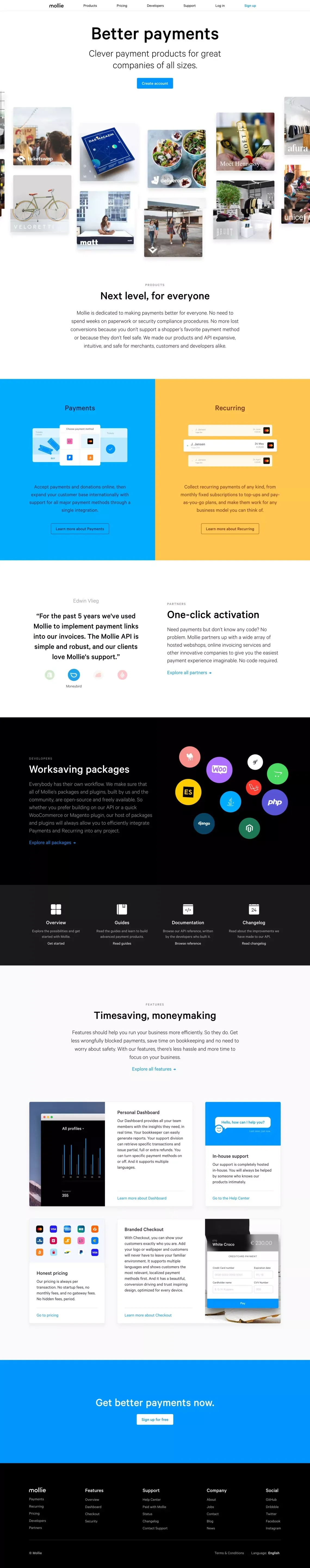 Mollie – Better payments - Landing design