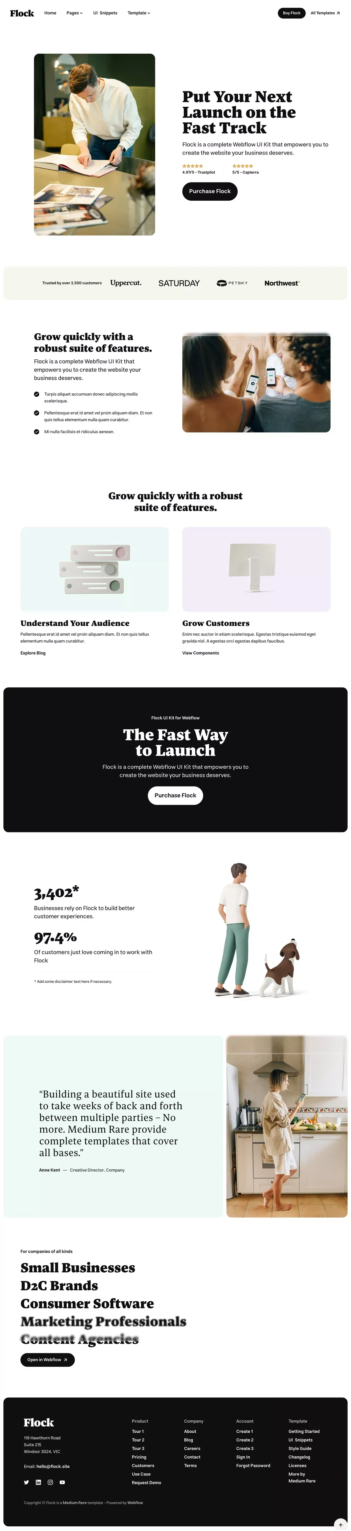 Flock - Webflow Website Template - Template design
