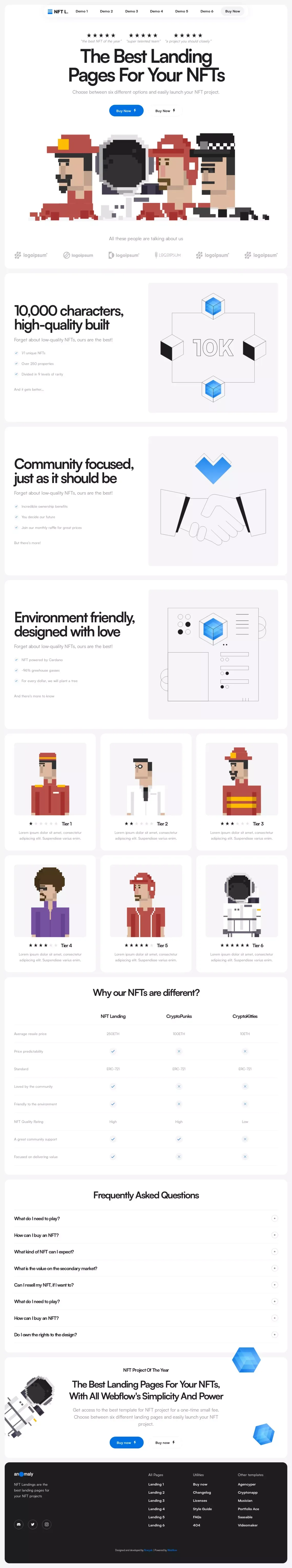 NFT Landing - Webflow Website Template - Template design