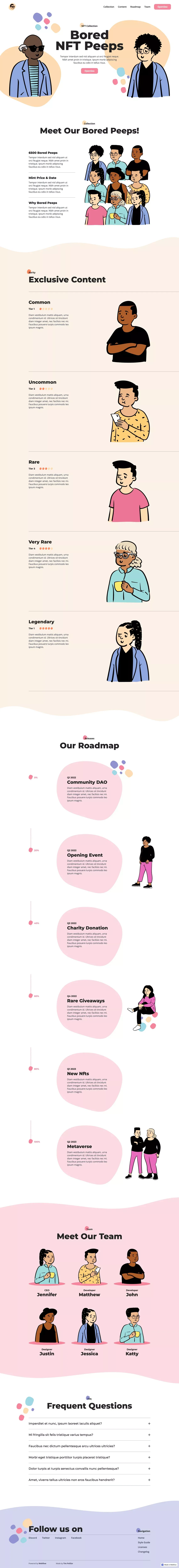 NFT Peeps - Webflow Website Template - Template design