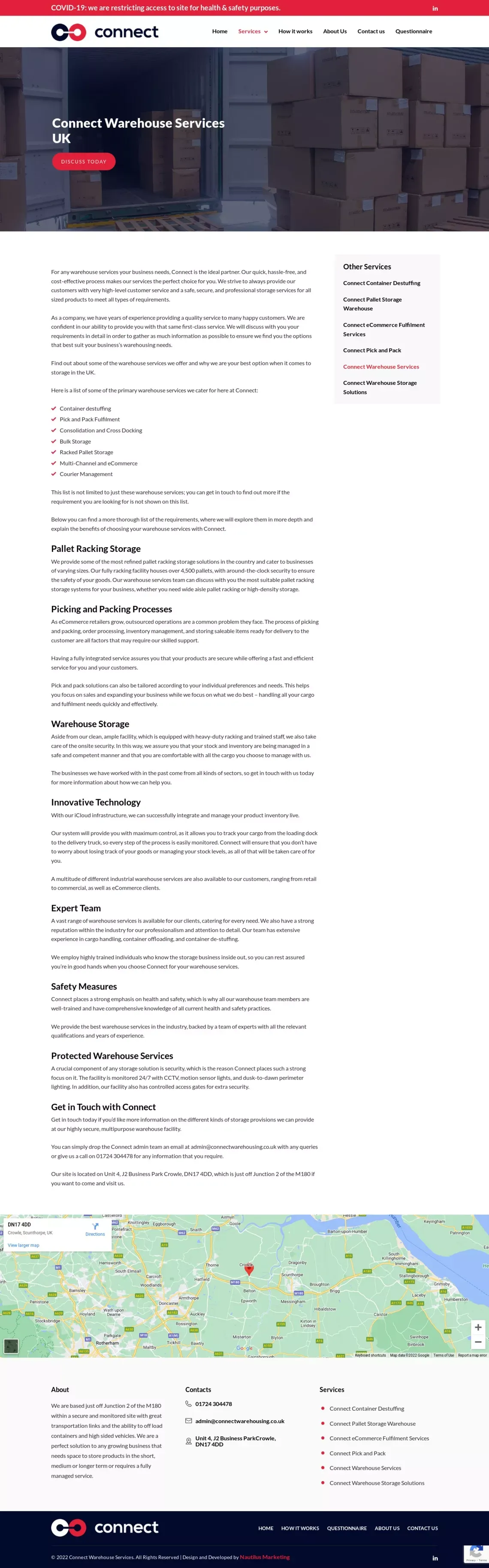 Warehouse Services UK | Connect Warehouse Storage Solutions - website design