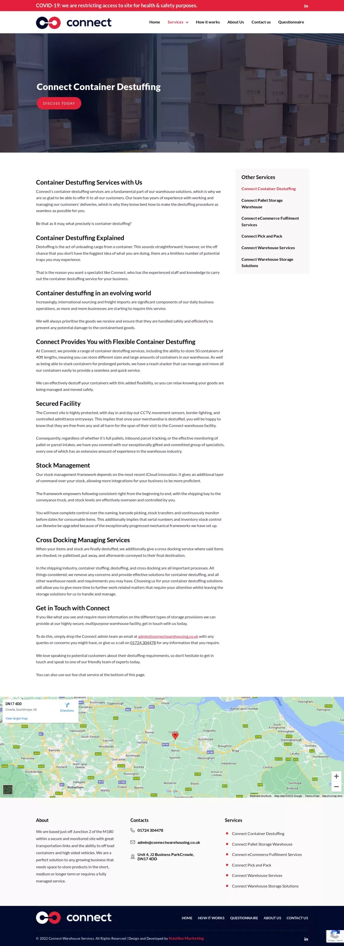 Container Destuffing - Container De-Stuffing Services UK - website design