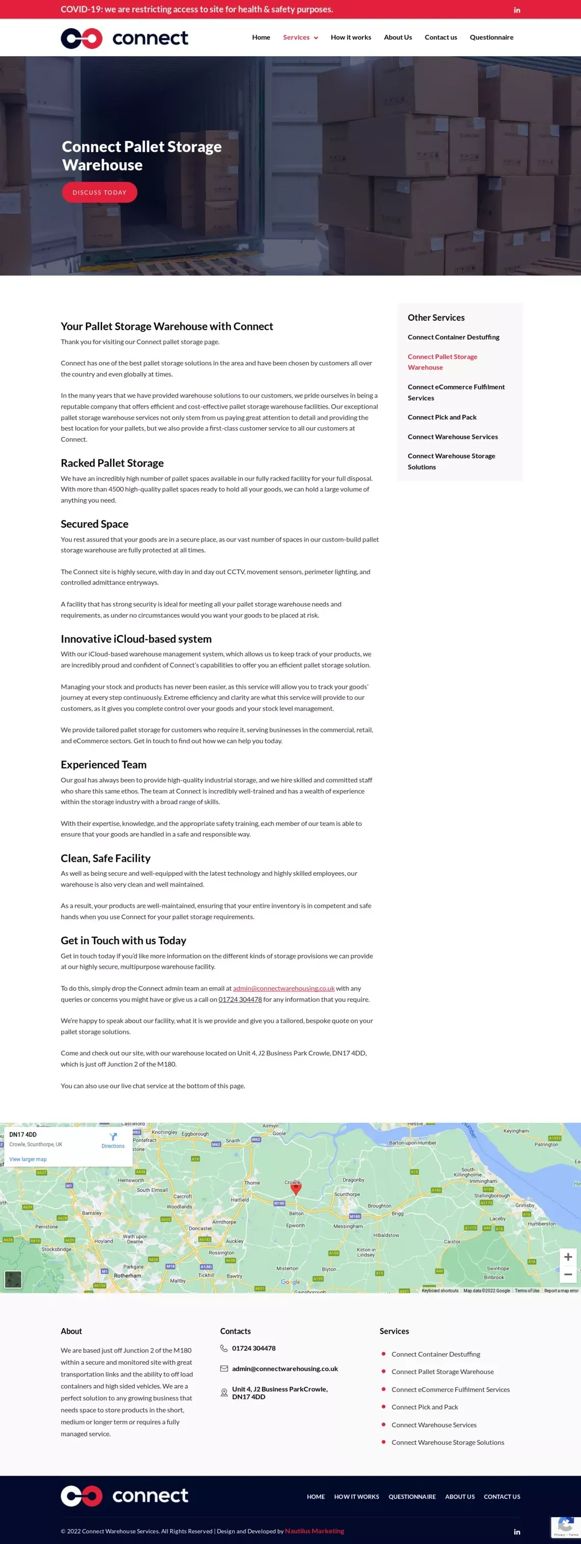 Pallet Storage Warehouse - Connect Warehouse and Storage Services - website design