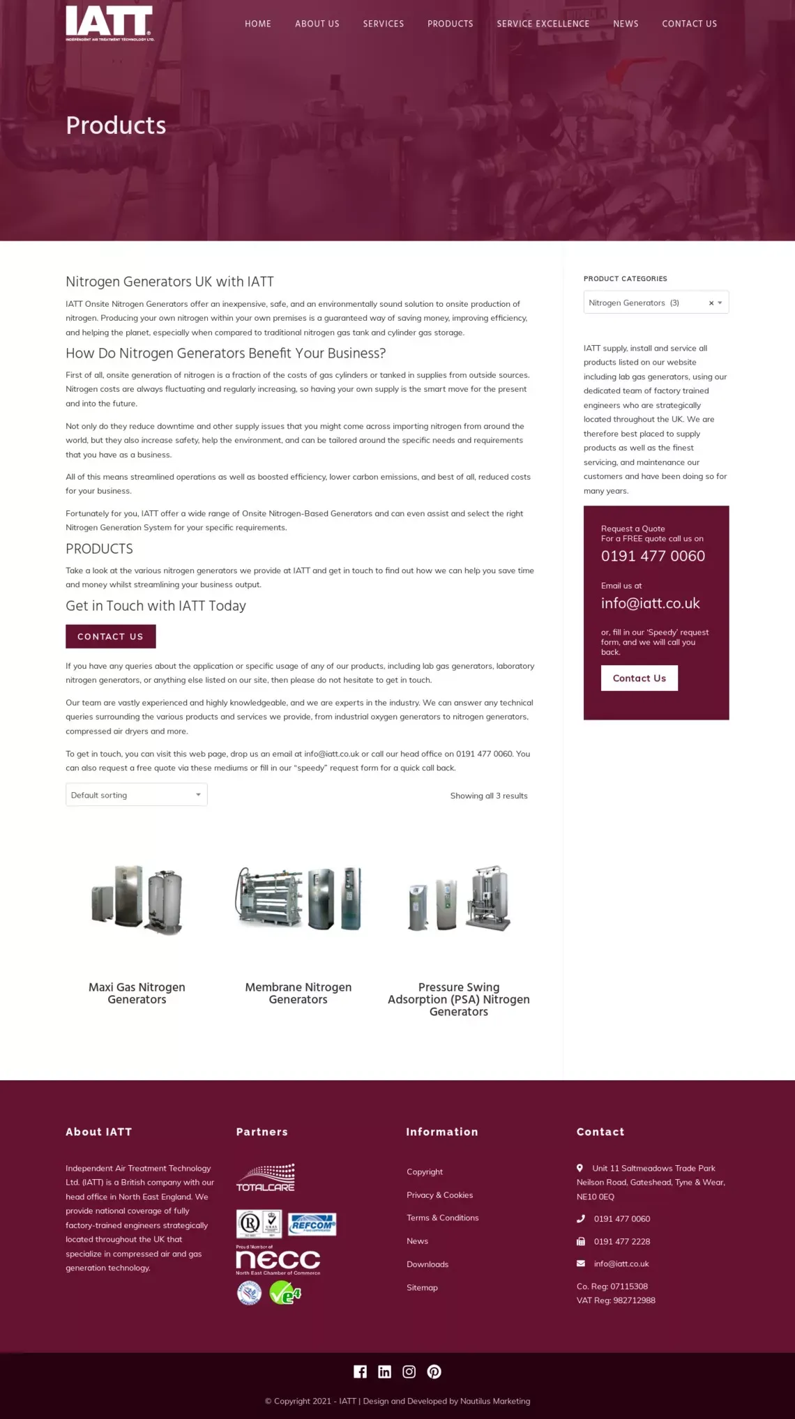 Nitrogen Generators - Independent Air Treatment Technology - website design