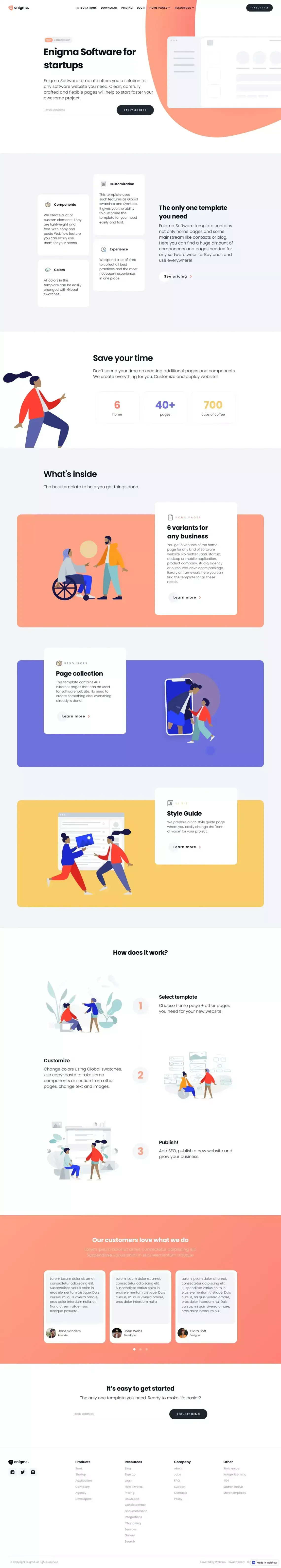 Enigma Software for startups - Template design