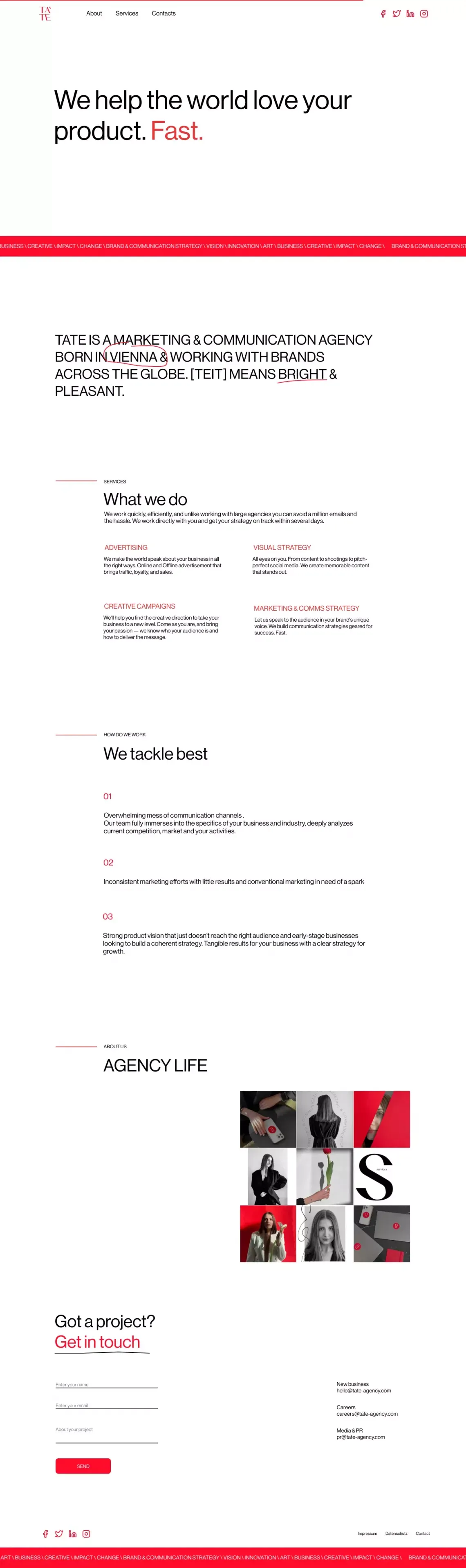 Tate Agency - Landing design