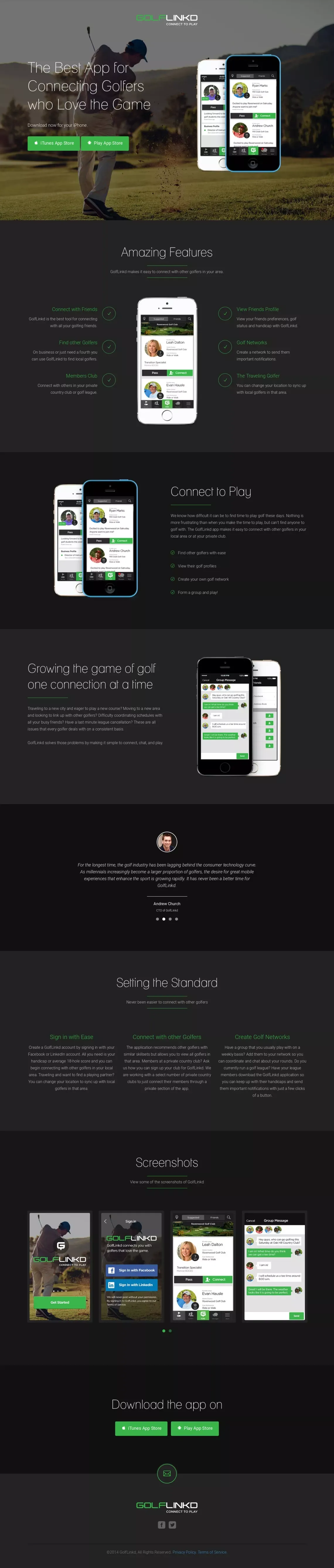 GolfLinkd - Connect to Play - Landing design