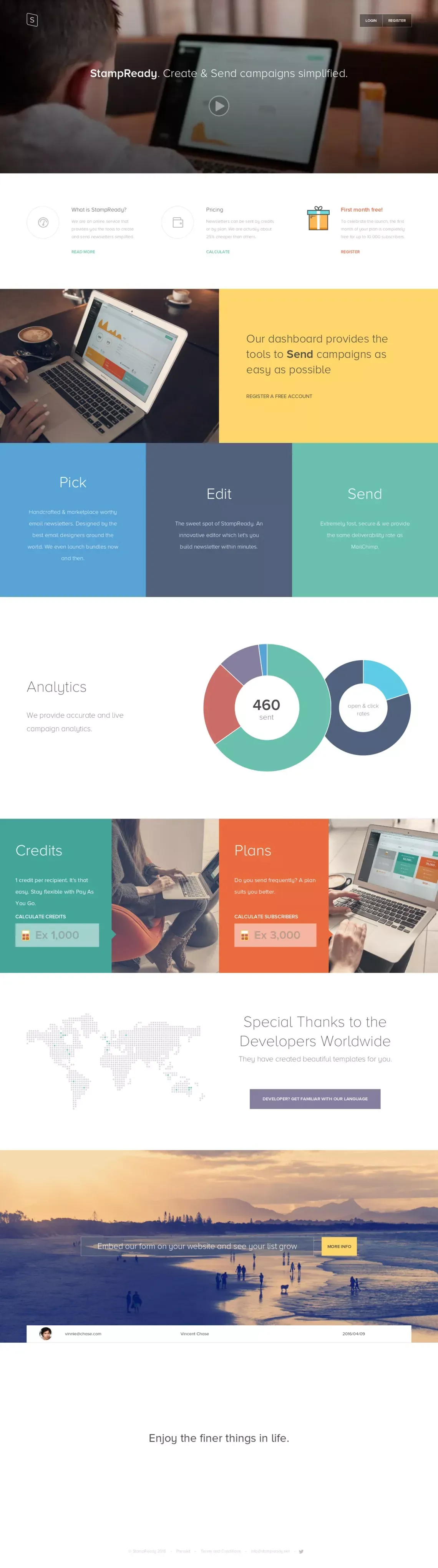 StampReady - Create & Send campaigns simplified. - Landing design