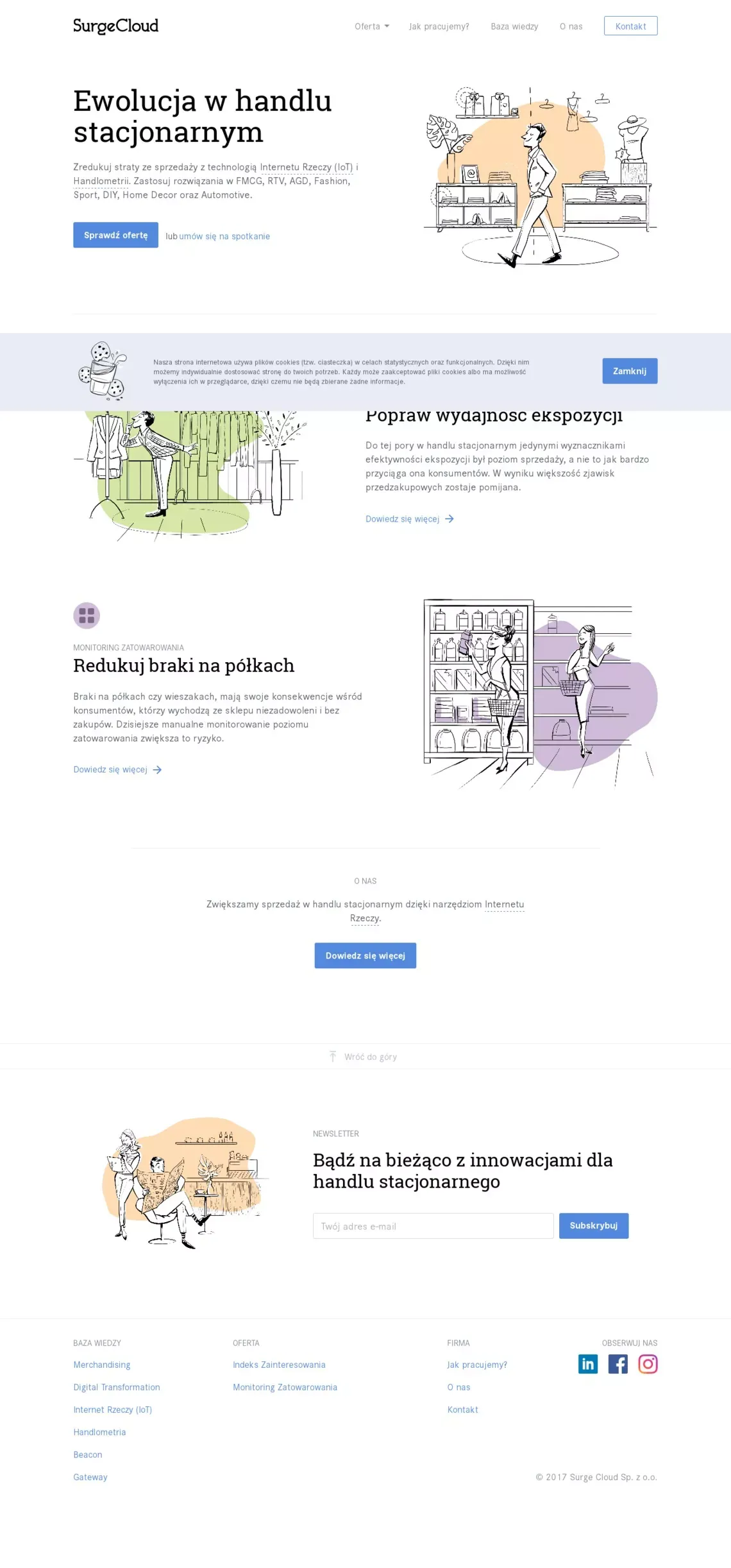 Surge Cloud – innowacyjne rozwiązania dla handlu stacjonarnego - Landing design