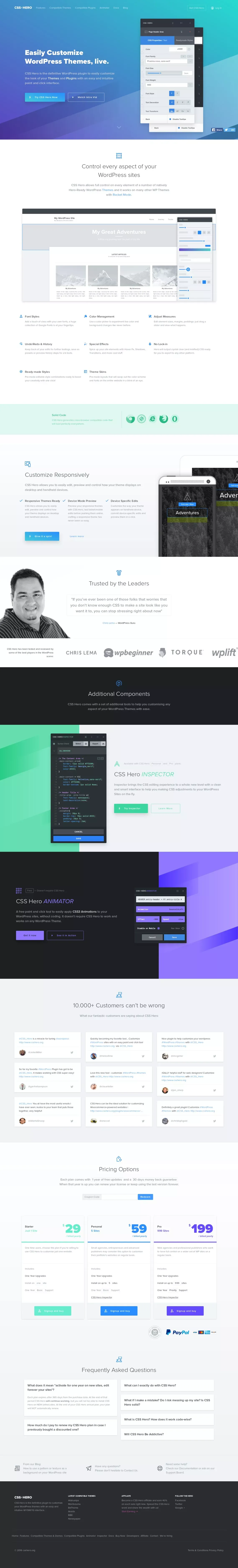 Customize WordPress Themes Live | CSS Hero: Visual CSS Editor - Landing design