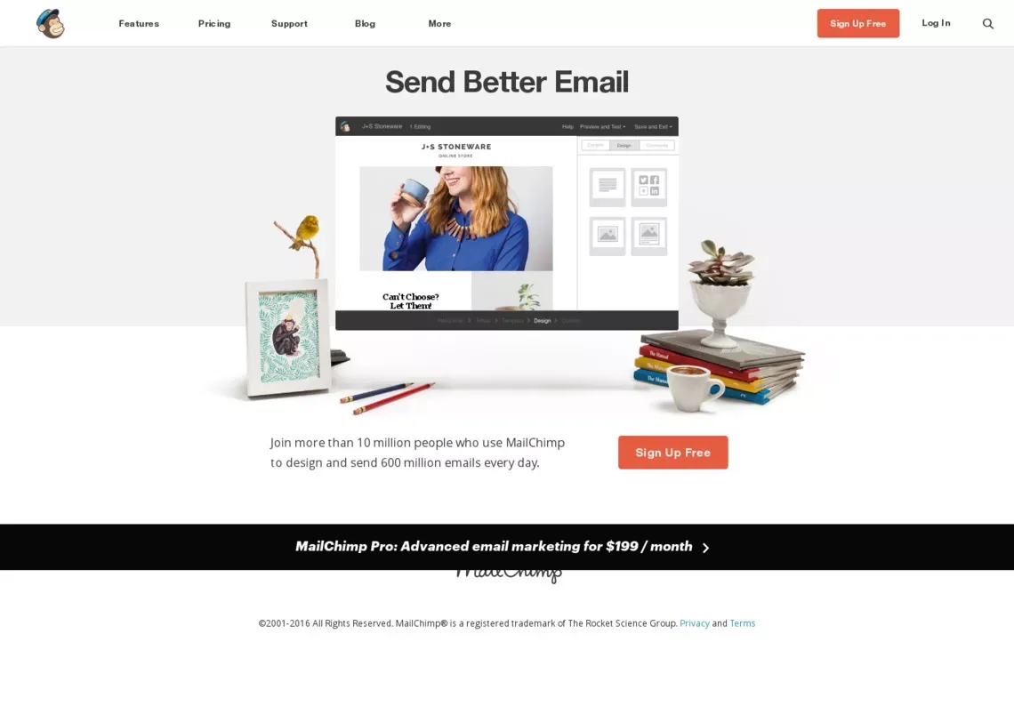 Send Better Email | MailChimp - Landing design