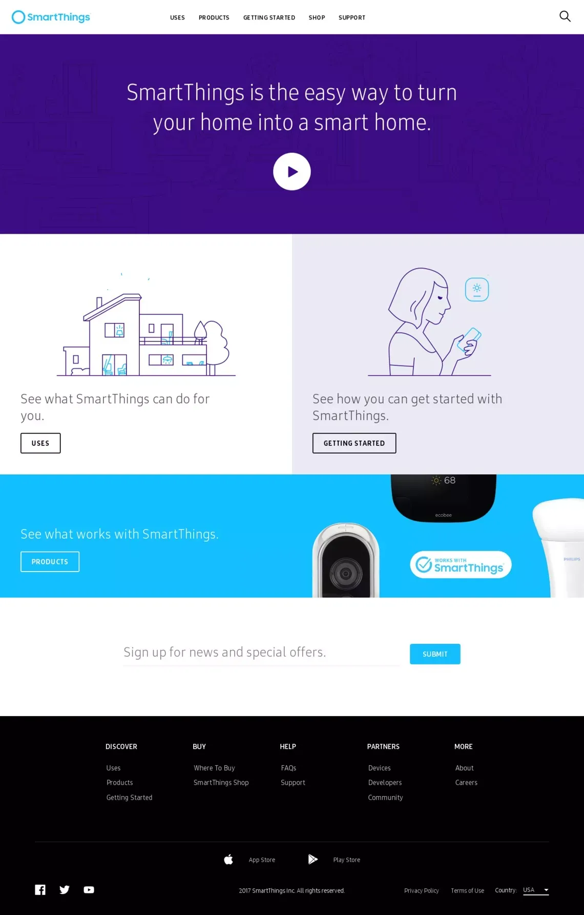 SmartThings. Add a little smartness to your things. - Landing design