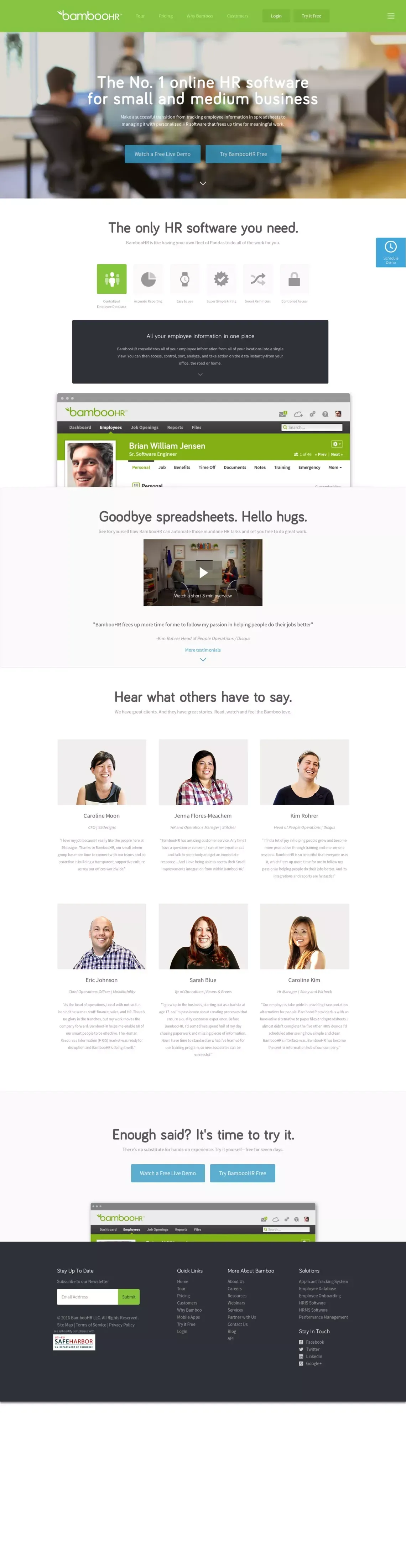 HR Software for Small & Medium Businesses | BambooHR - Landing design