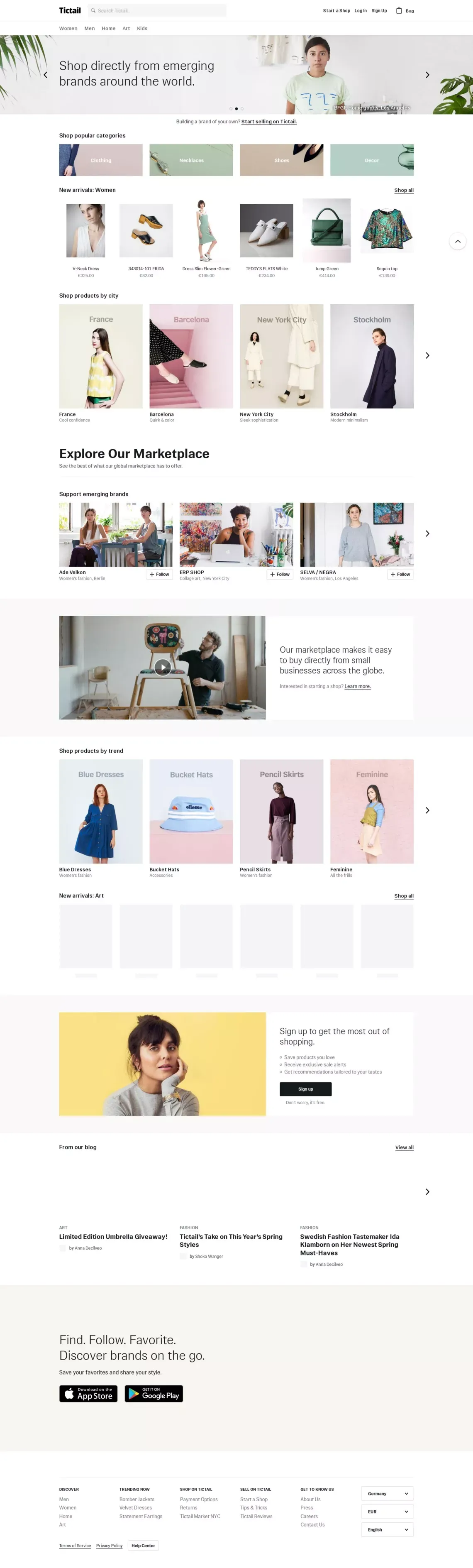 Tictail - Buy and sell clothes, jewelry, art, fashion, and home decor products • Tictail - Ecommerce design