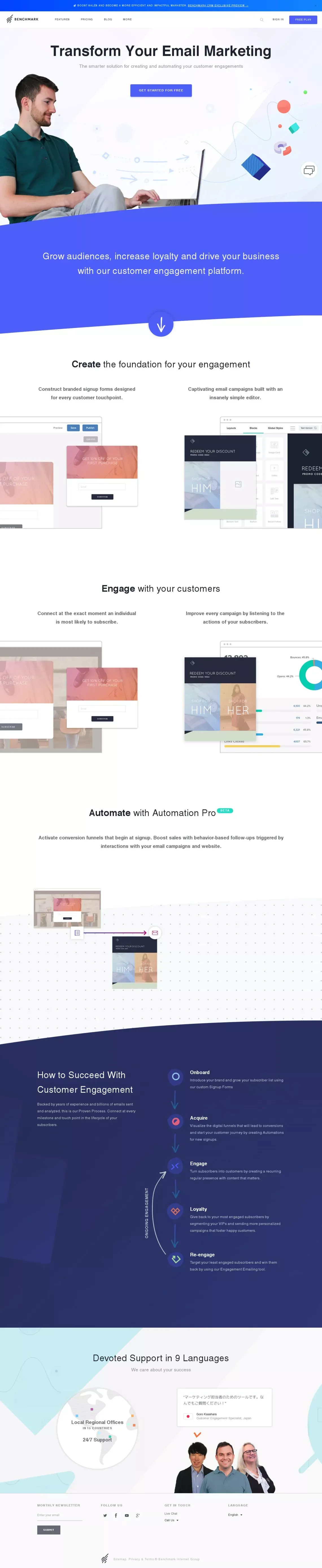 Email Marketing Services | Benchmark Email - Landing design