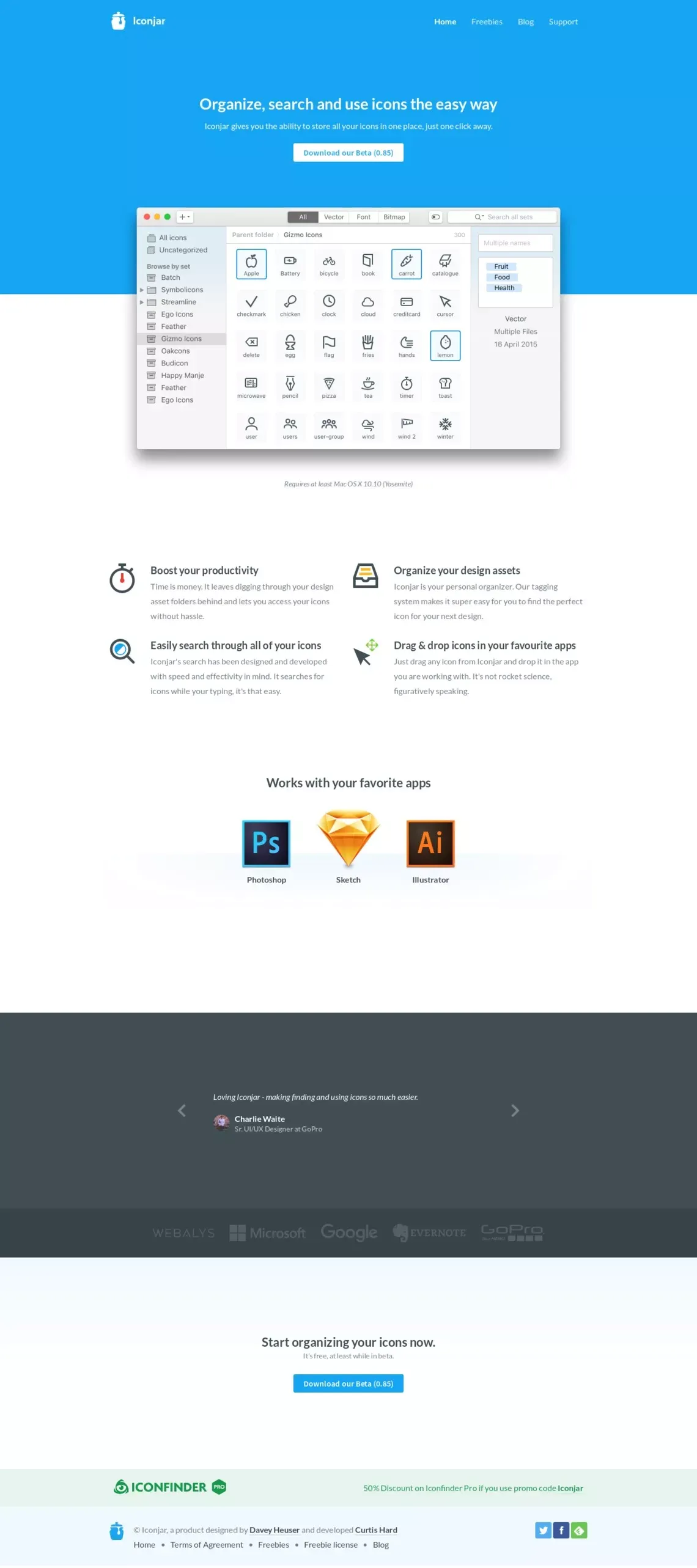 Iconjar - Landing design