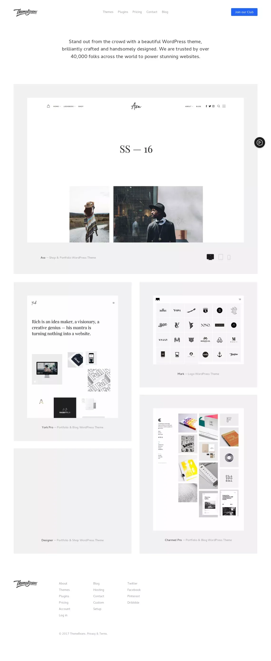 Beautiful Portfolio WordPress Themes for Creatives — ThemeBeans - Landing design