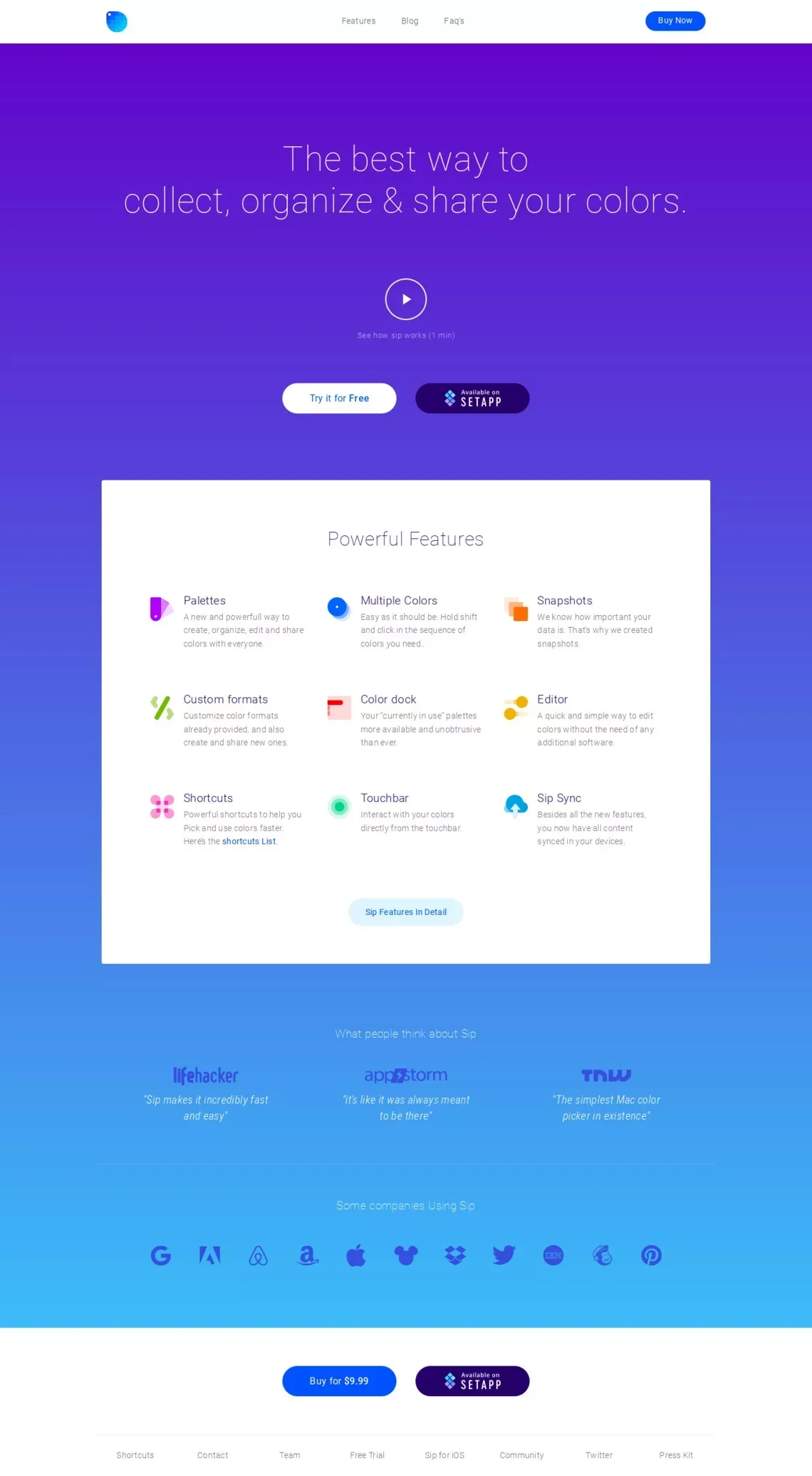Sip for Mac - Landing design
