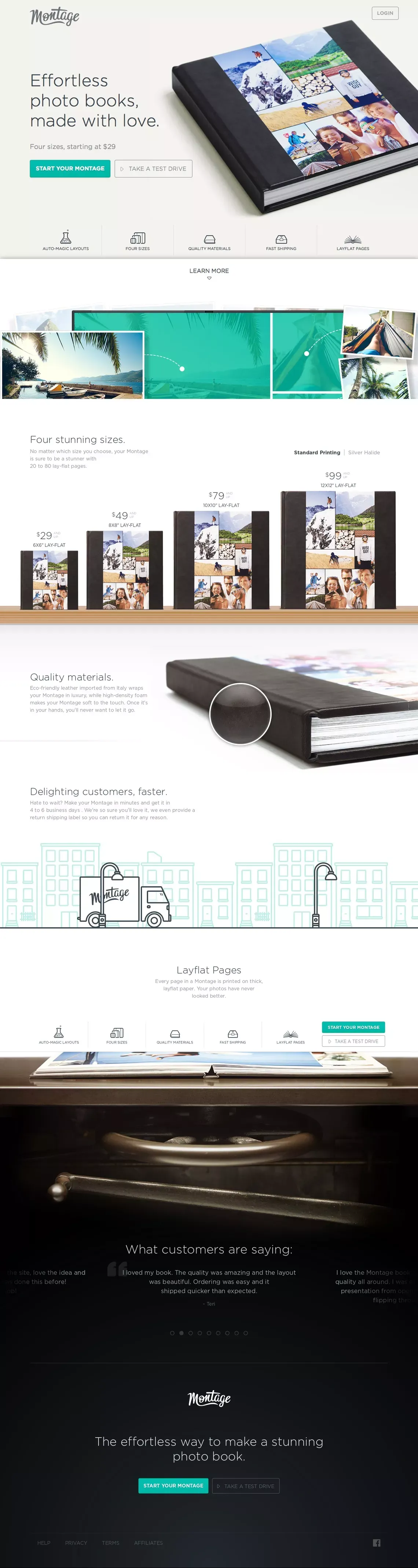 Montage - Effortless Photo Books, Made with Love. - Landing design