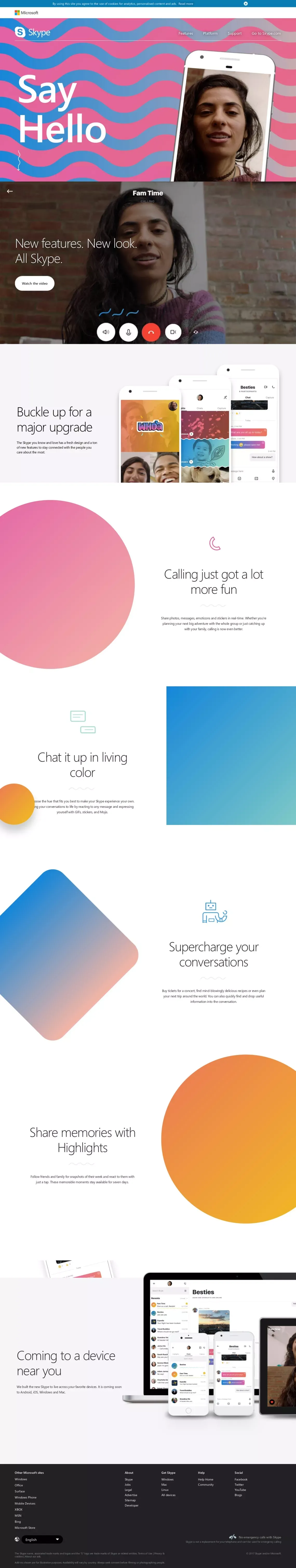 Skype | Free calls to friends and family - Landing design