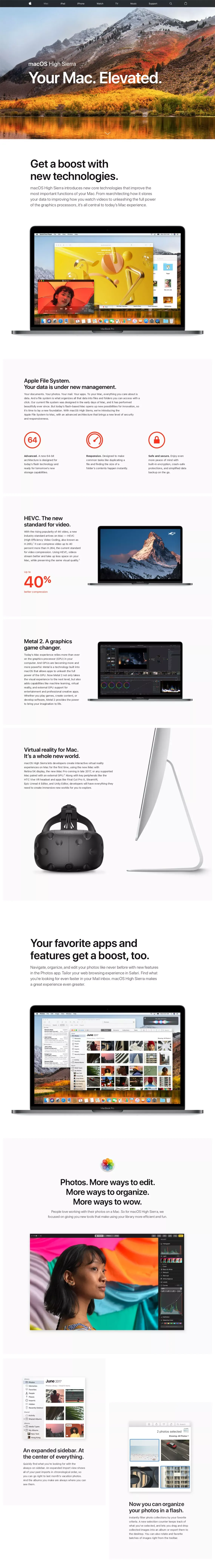 macOS High Sierra Preview - Apple - Landing design