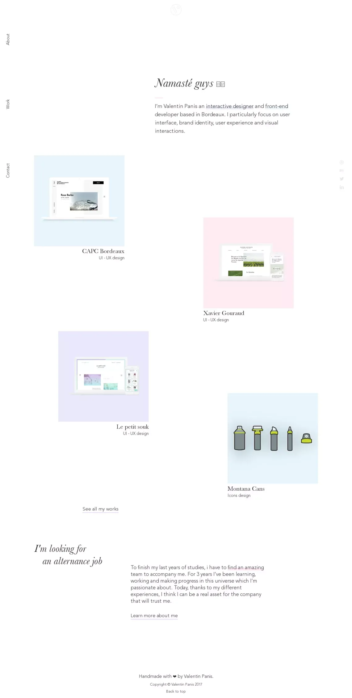 Valentin Panis | Interactive designer and front-end developer | Bordeaux - Portfolio design
