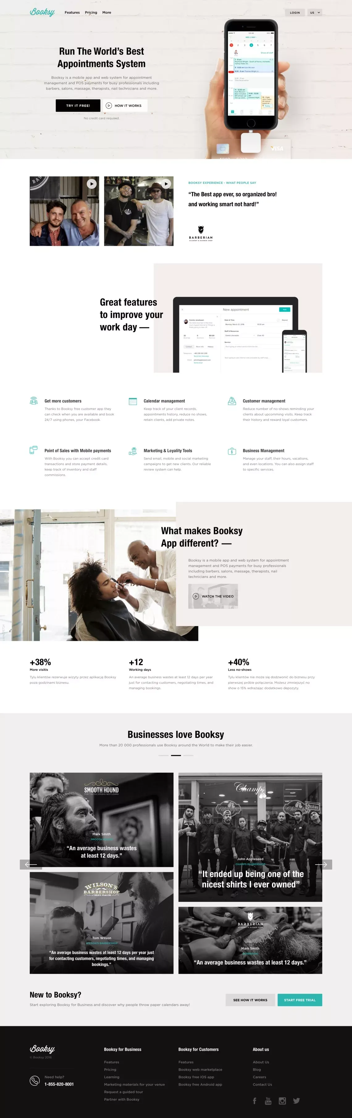 Booksy | the best 2 app scheduling system - Landing design