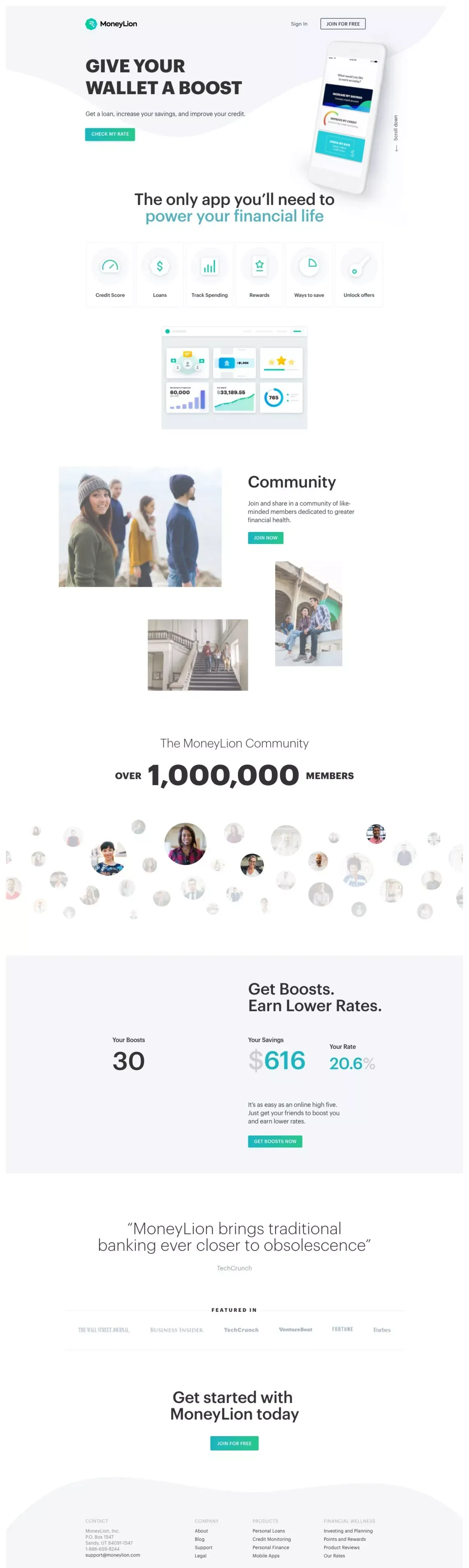 Personal Loans, Credit Monitoring, Rewards, and More | MoneyLion - Landing design
